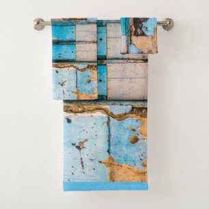 Blue wall and door bath towel set