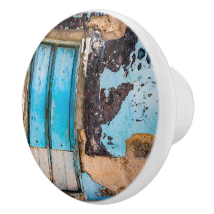 Blue wall and door ceramic knob