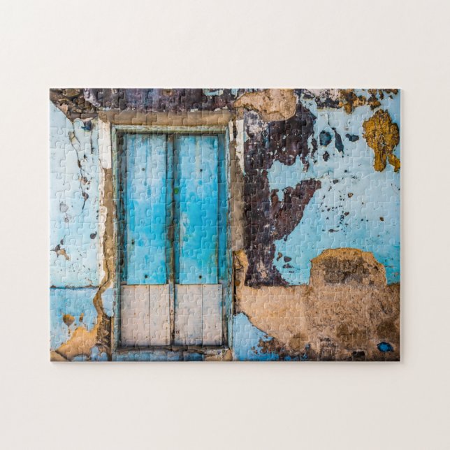 Blue wall and door jigsaw puzzle (Horizontal)