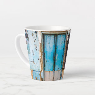 Blue wall and door latte mug