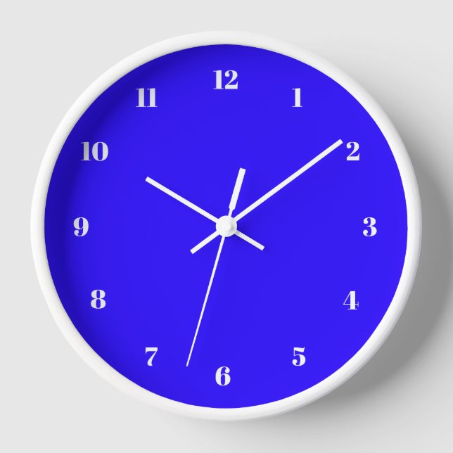 Blue Wall Clock Custom Colours and Numbers Font (Front)