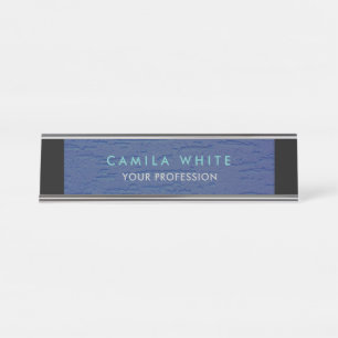 Blue Wall Elegant Professional Classy Business Desk Name Plate