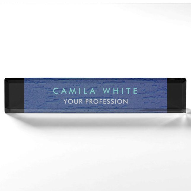 Blue Wall Elegant Professional Classy Business Nameplate (Front)