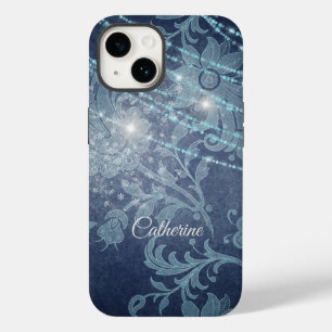 Blue Wallpaper Floral String LIghts Pattern Case-Mate iPhone 14 Case