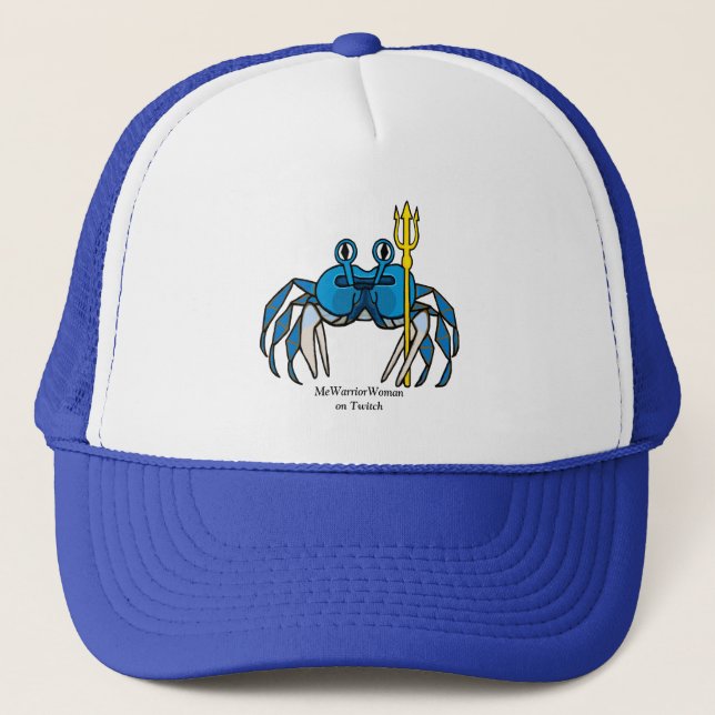 Blue Warrior Crab,  MeWarriorWoman on Twitch Trucker Hat (Front)