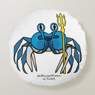 Blue Warrior Crab, WarriorWoman on Twitch Round Pillow