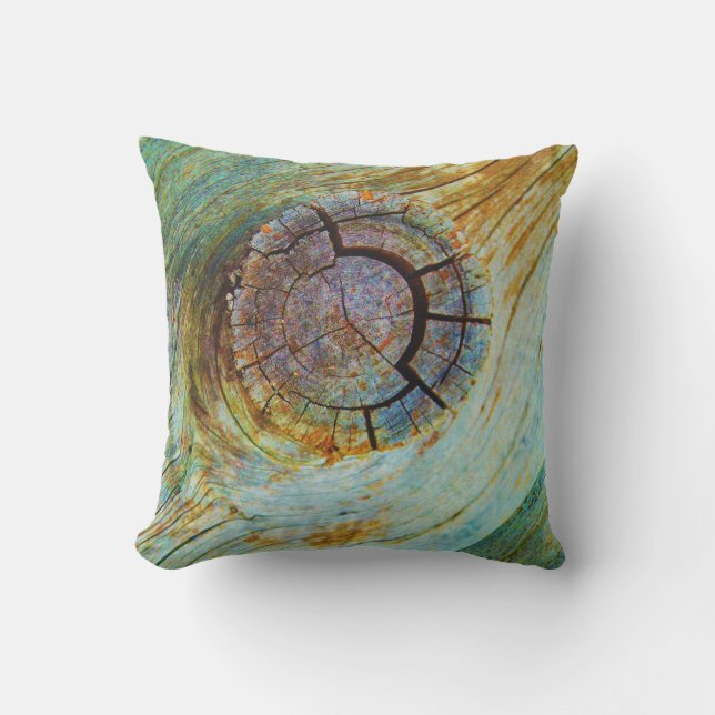 blue washed wood outdoor or indoor solid colour outdoor pillow (Front)