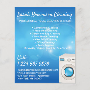 Blue Washing Machine Janitorial Maid House Clean Flyer