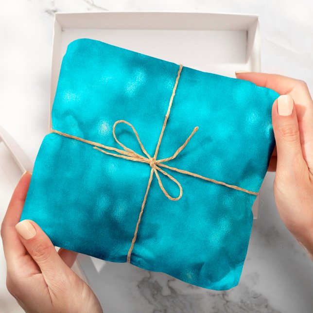 Blue Water Aqua Ocean Turquoise Glam Glass Wrapping Paper (Tiffany Glitter Aqua Ocean Turquoise Glam Glass Wrapping Paper)
