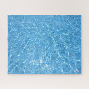 Blue Water Aqua Template Swimming Pool Trendy Jigsaw Puzzle