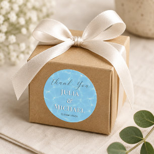 Blue Water Beach & Destination Wedding Ocean Theme Classic Round Sticker