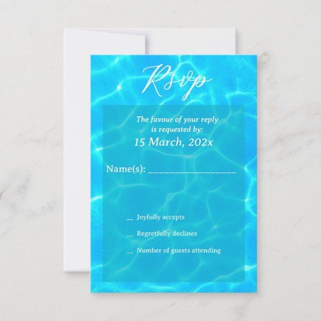 Blue Water Beach & Destination Wedding Ocean Theme RSVP Card (Front)