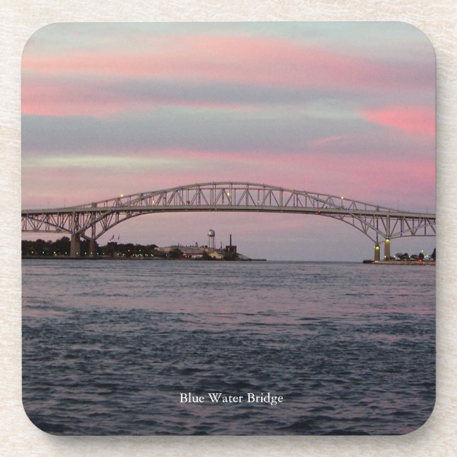 Blue Water Bridge set of 6 plastic coasters (Front)