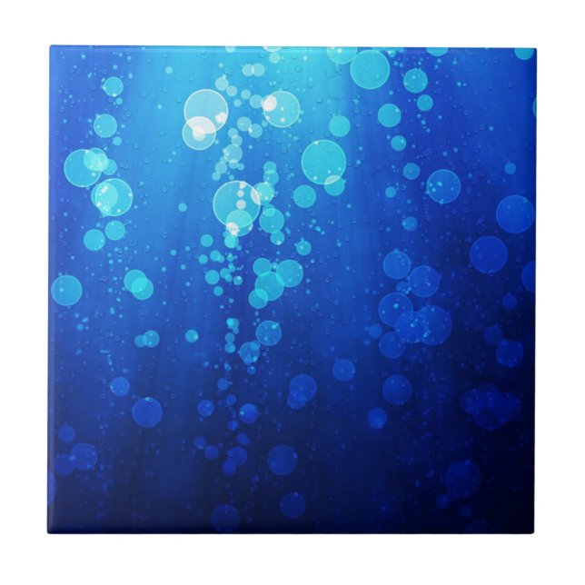 Blue Water Bubbles Abstract Tile (Front)