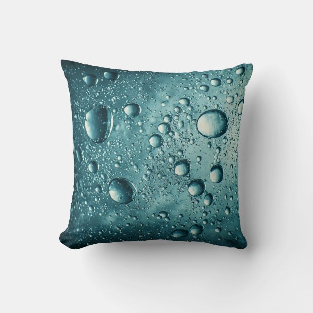 Blue Water Bubbles Underwater Abstract Background Throw Pillow (Front)