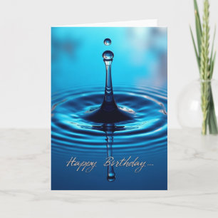 Blue Water Burst Birthday Card