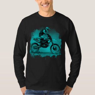 Blue Water Colour Dirt Bike T-Shirt