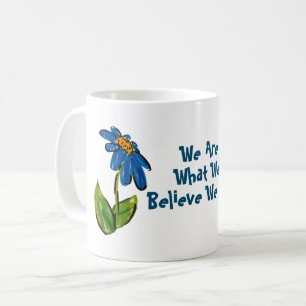 Blue Water Colour Flower Painting With Saying Coffee Mug