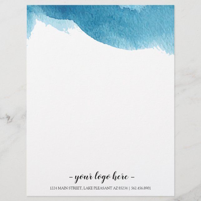 Blue Water Colour Ombre Business Letterhead (Front)