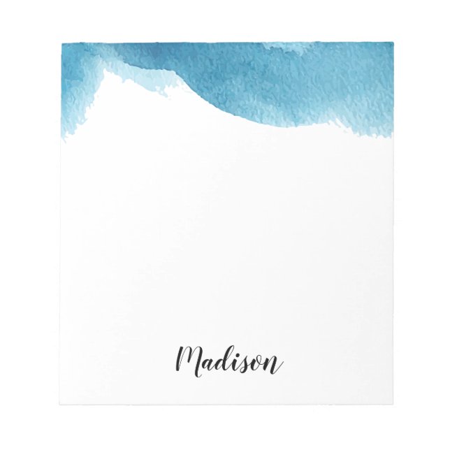 Blue Water Colour Ombre Personalized Note Pad (Front)