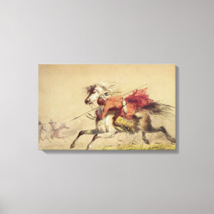 Blue Water Creek Battle By Alfred Jacob Miller Canvas Print