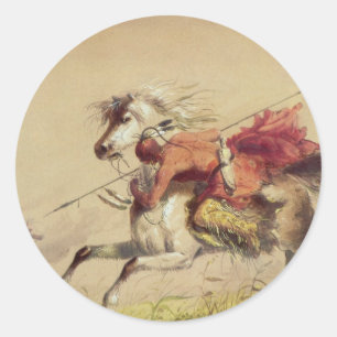 Blue Water Creek Battle By Alfred Jacob Miller Classic Round Sticker