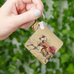 Blue Water Creek Battle By Alfred Jacob Miller Keychain