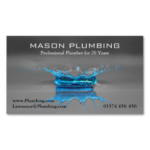 Blue Water Drop Splash - Plumbing - Business Card