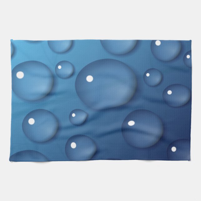 Blue Water Drop Texture Kitchen Towel (Horizontal)