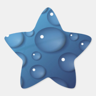 Blue Water Drop Texture Star Sticker