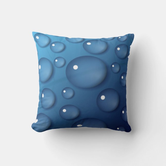 Blue Water Drop Texture Throw Pillow (Front)