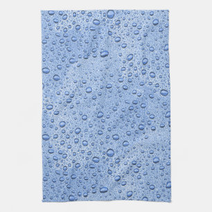 Blue water droplets kitchen towel