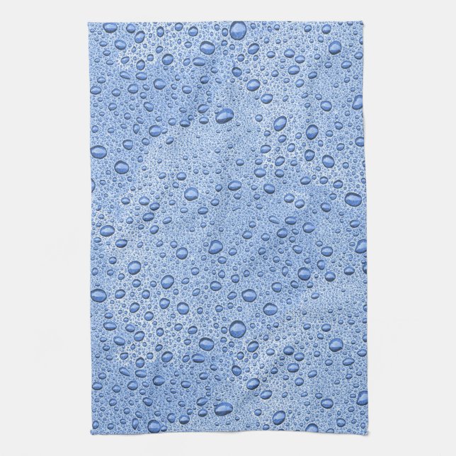 Blue water droplets kitchen towel (Vertical)