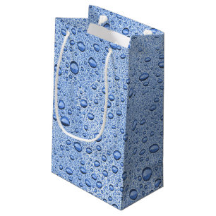 Blue water droplets small gift bag