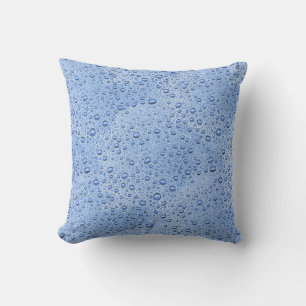 Blue water droplets throw pillow