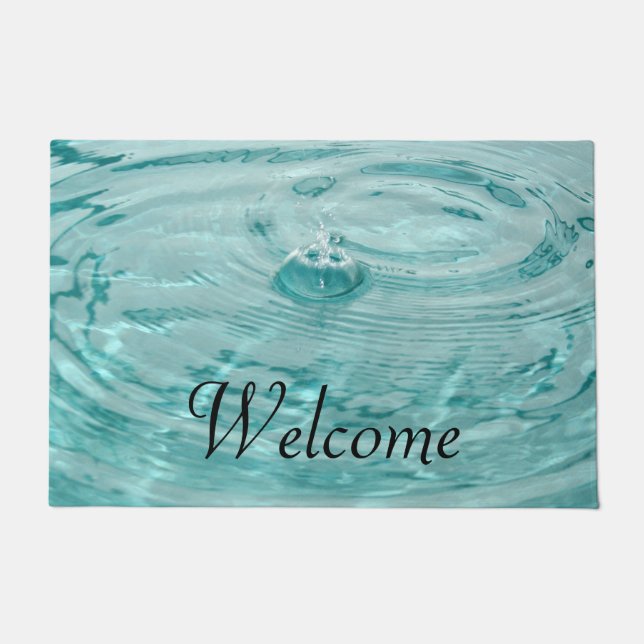 Blue water drops ripples Doormat (Front)