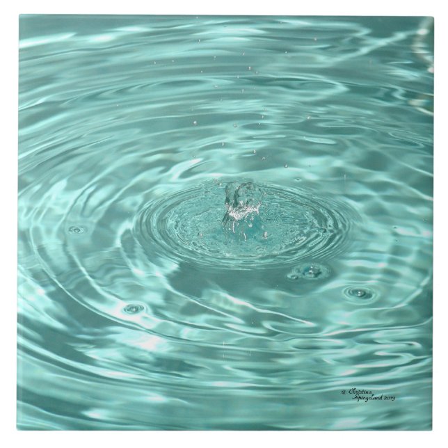 Blue water drops ripples Tile (Front)