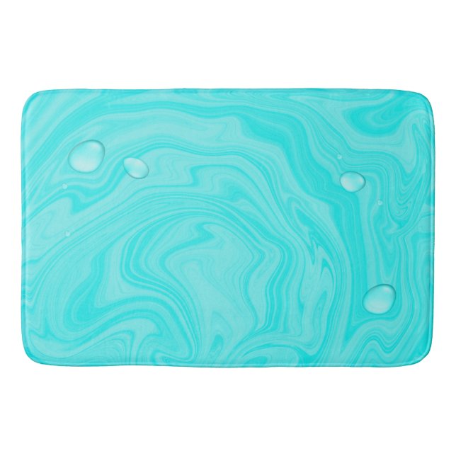 Blue Water Drops Summer Swim Pool Birthday Party Bath Mat (Front)