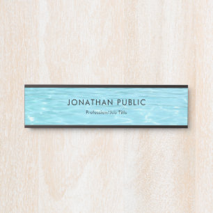 Blue Water Elegant Minimalist Template Aqua Modern Door Sign