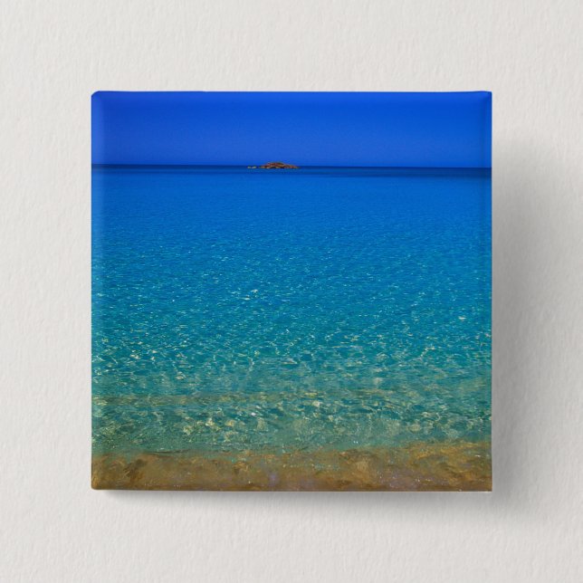 Blue water, Exuma Islands, Bahamas. 2 Inch Square Button (Front)