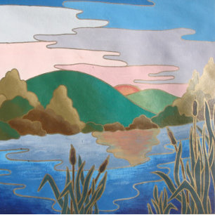 Blue water landscape abstract contemporary jigsaw puzzle