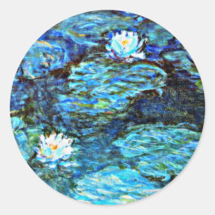 Blue Water Lilies by Monet Classic Round Sticker