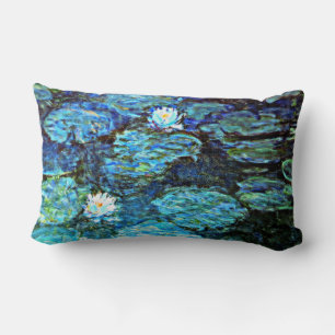 Blue Water Lilies by Monet Lumbar Pillow