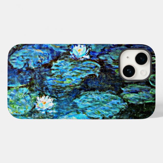 Blue Water-Lilies, fine art painting, Case-Mate iPhone Case (Back (Horizontal))
