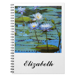 Blue water lilies notebook