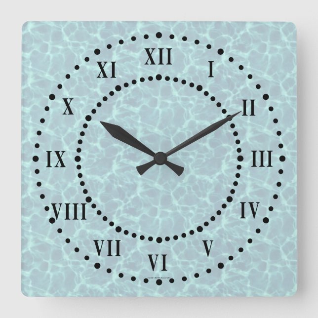 Blue Water Look Roman Numerals Wall Clock (Front)