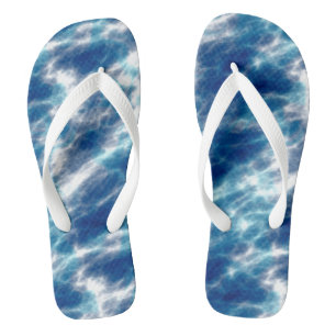 Blue Water Marble Flip Flops