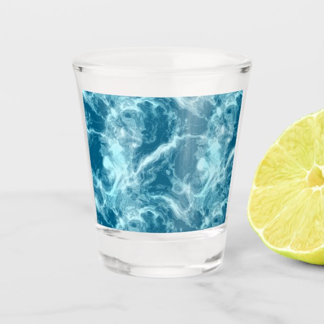 Blue Water Marble   Shot Glass (Front)