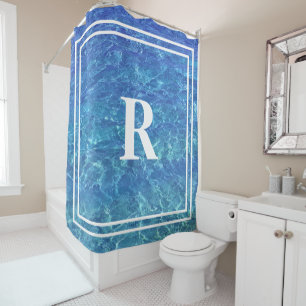 Blue Water Monogram Name Ocean Sea Pool
