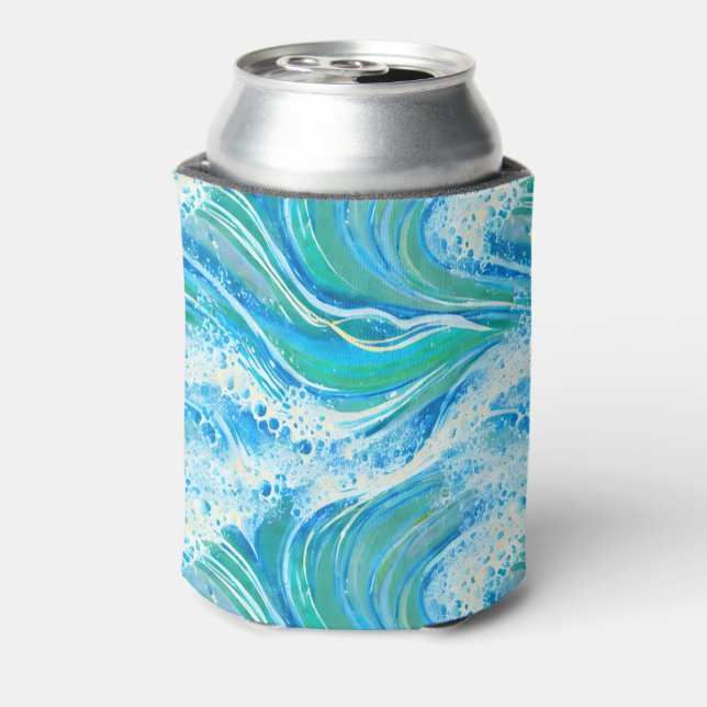 Blue Water Ocean Sea Waves   Can Cooler (Can Back)